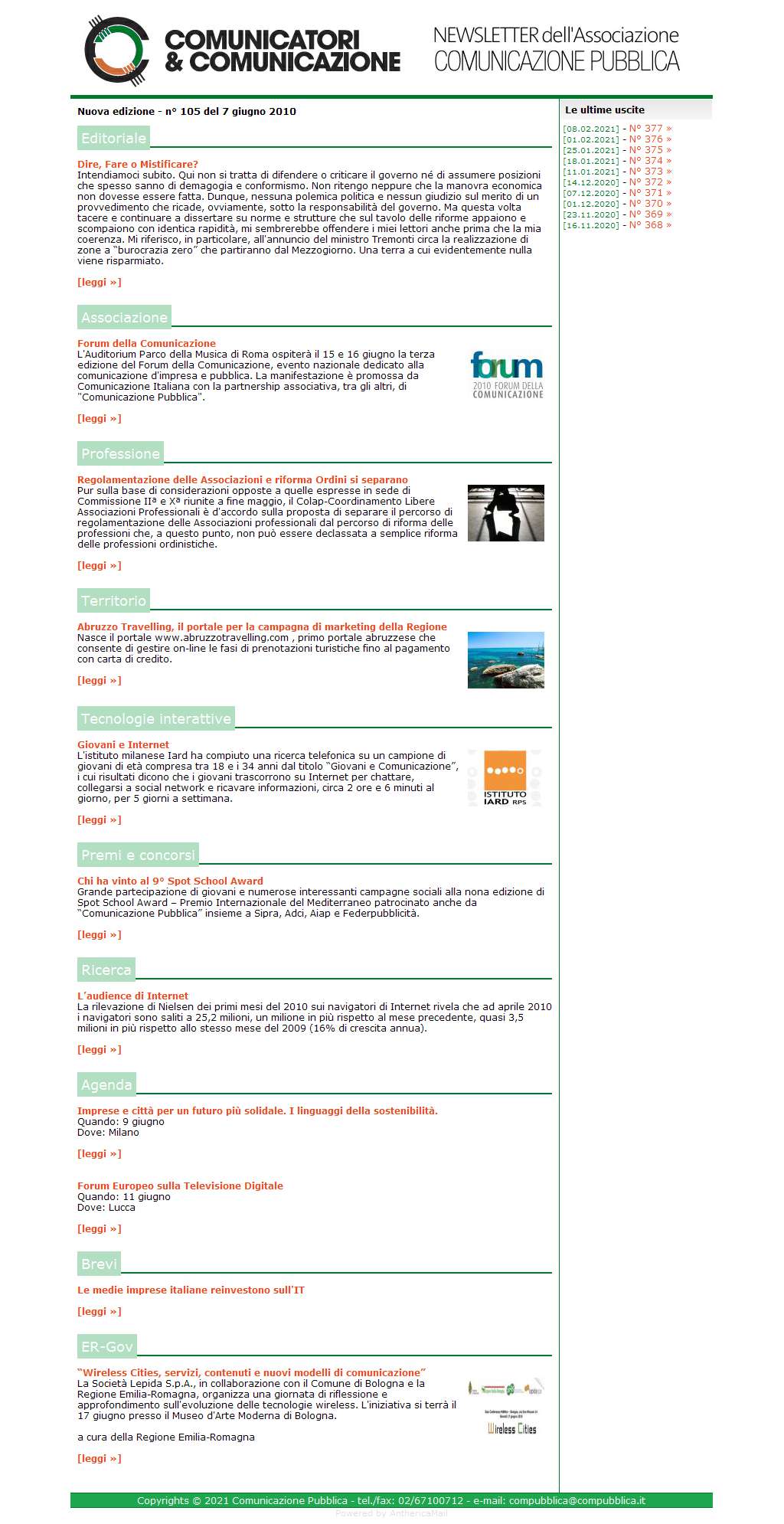 Comunicatori e Comunicazione Newsletter  n� 105 - 7 giugno 2010