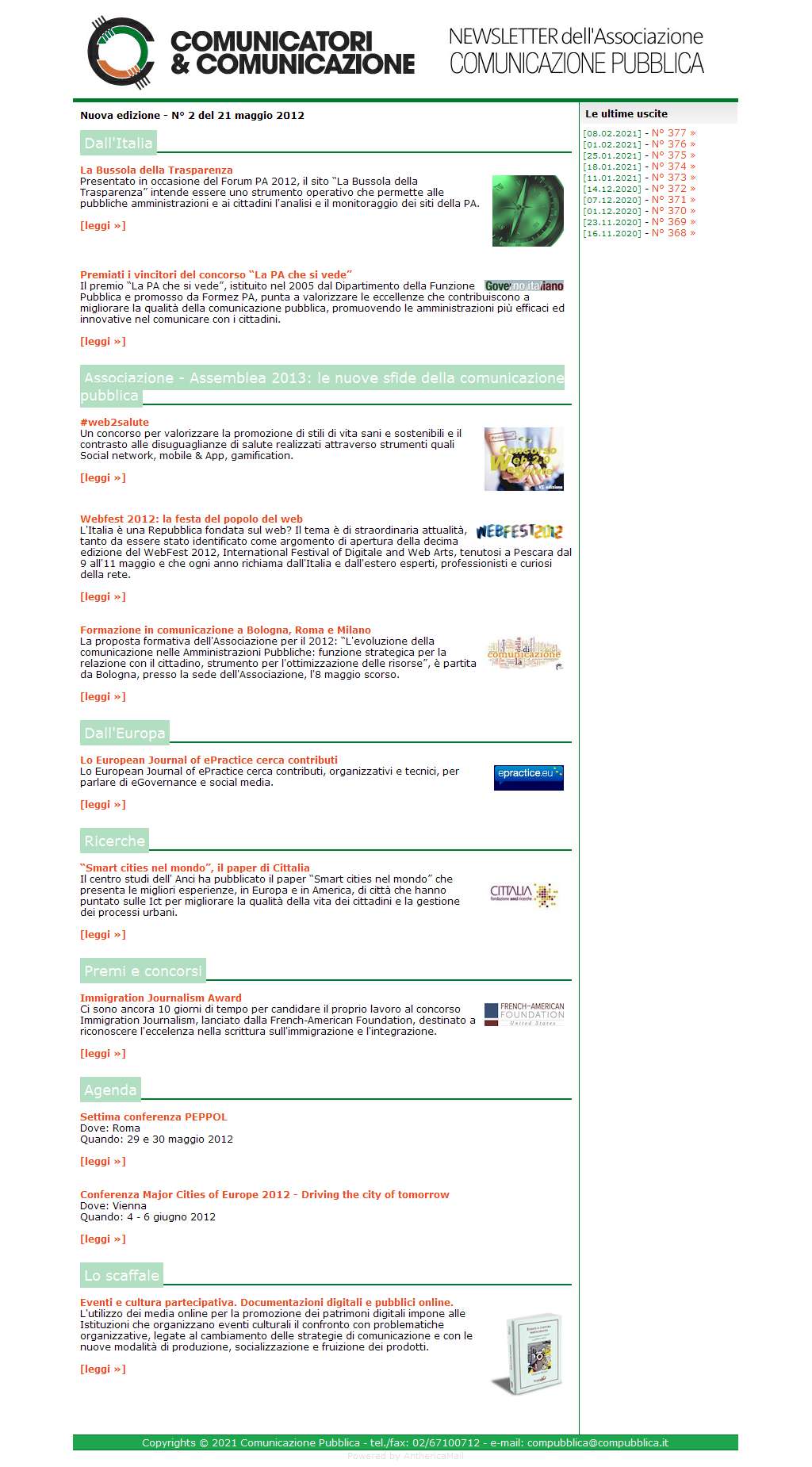 Comunicatori e Comunicazione Nuova Edizione  n� 2 - 21 maggio 2012