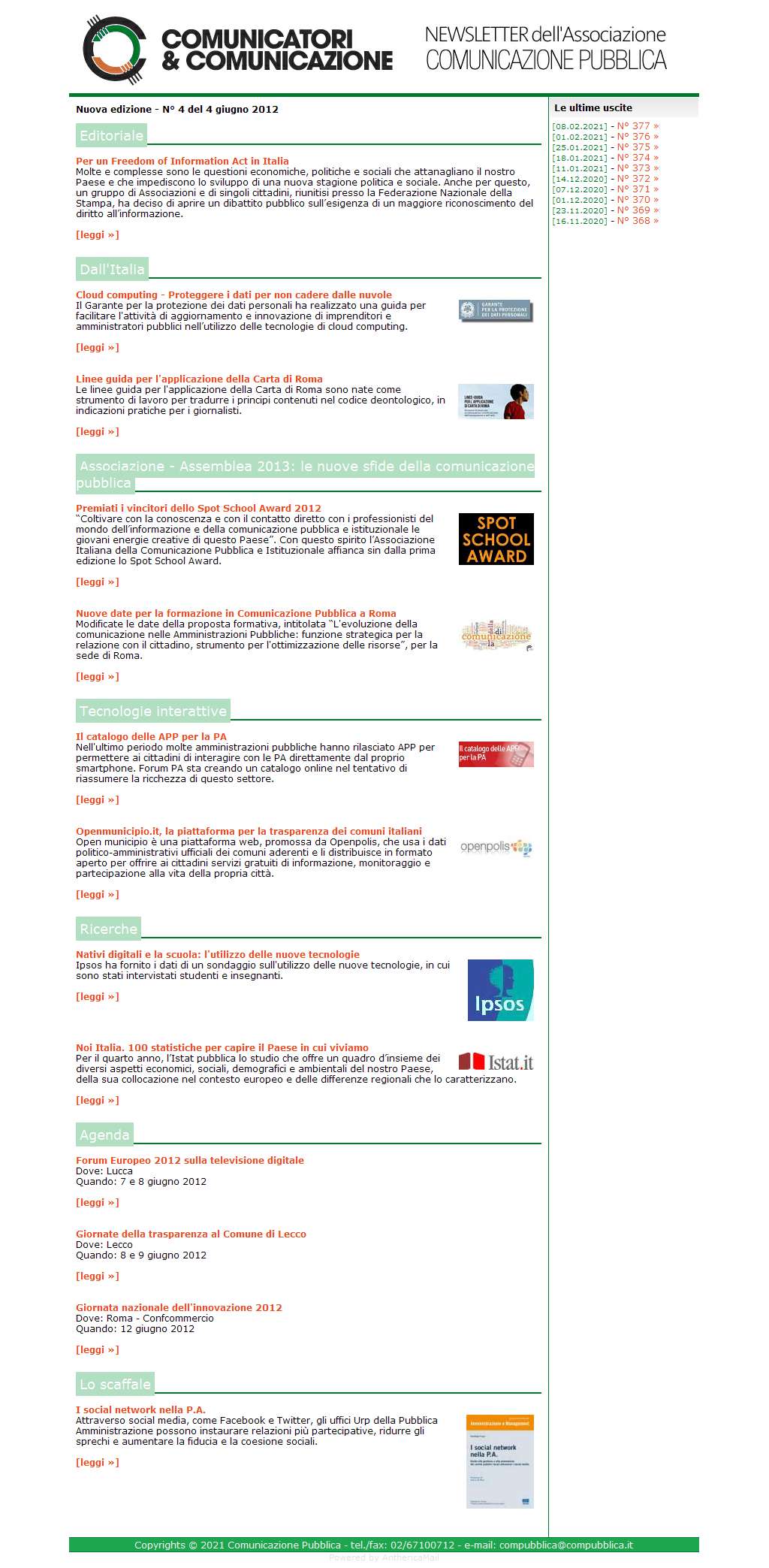 Comunicatori e Comunicazione Nuova Edizione  n� 4 - 4 giugno 2012