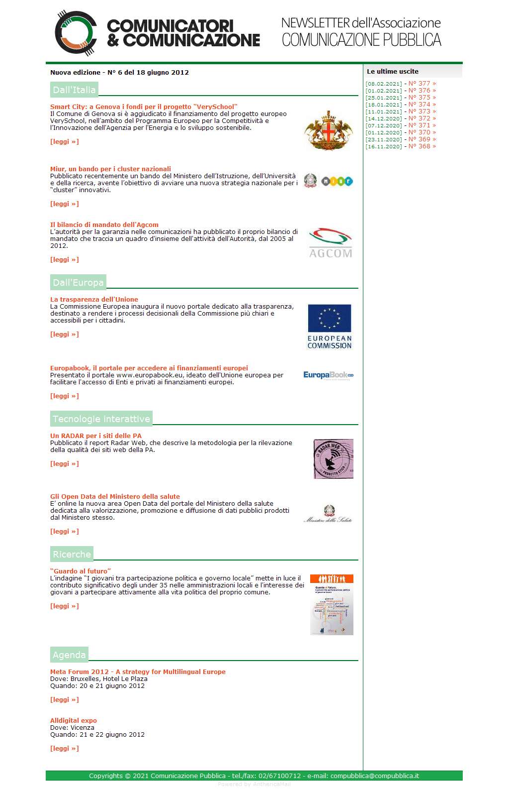 Comunicatori e Comunicazione Nuova Edizione  n� 6 - 18 giugno 2012