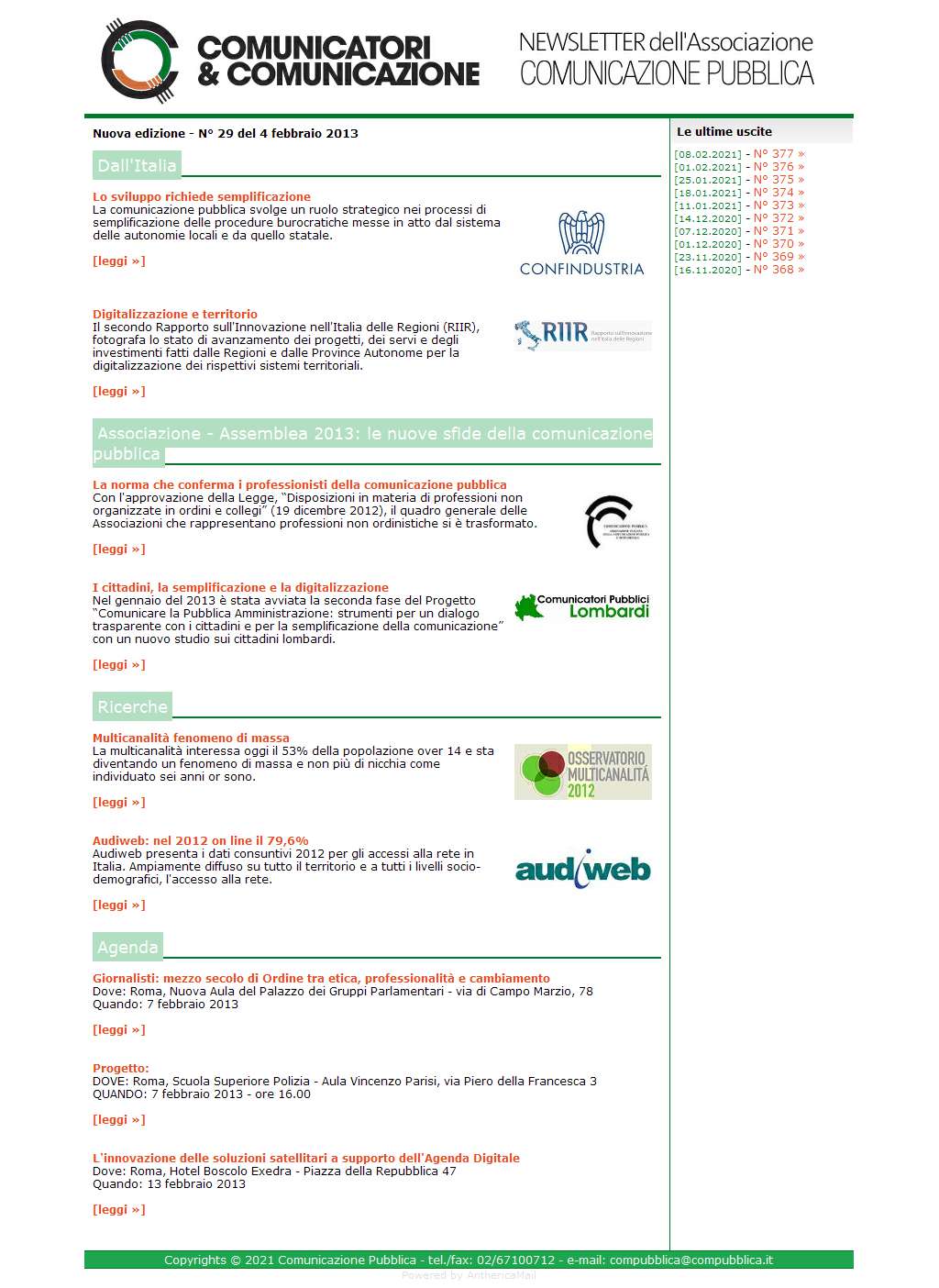 Comunicatori e Comunicazione n� 29 - 4 febbraio 2013