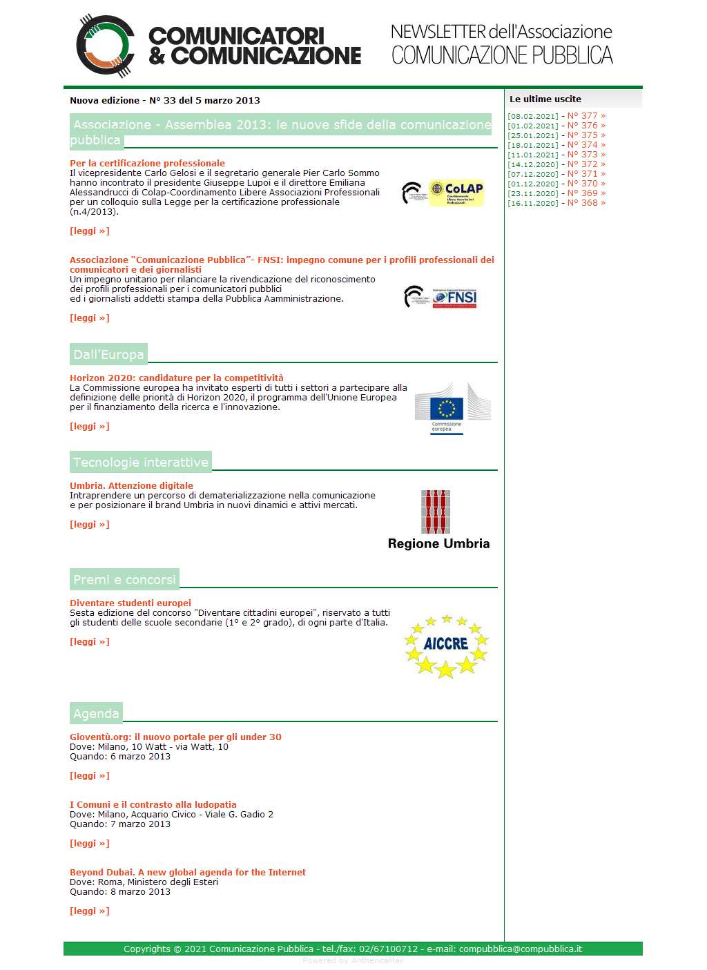 Comunicatori e Comunicazione n� 33 - 4 marzo 2013
