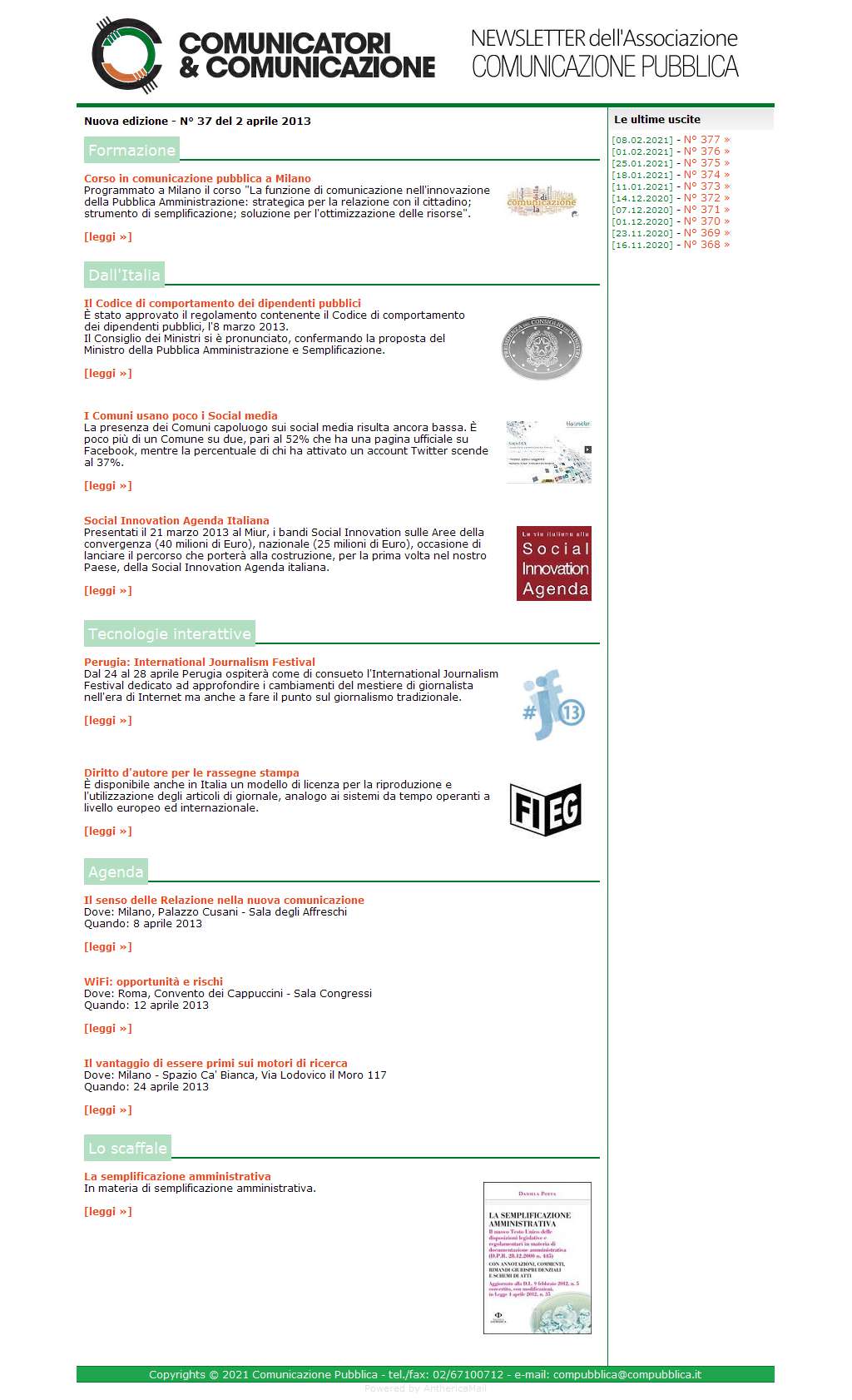 Comunicatori e Comunicazione n� 37 - 2 aprile 2013