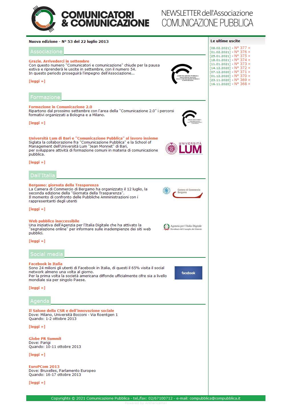 Comunicatori e Comunicazione n� 53 - 22 luglio 2013