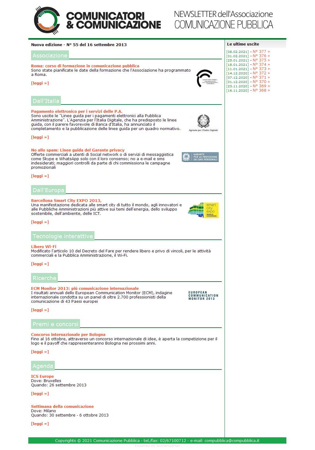 Comunicatori e Comunicazione n� 55 - 16 settembre 2013