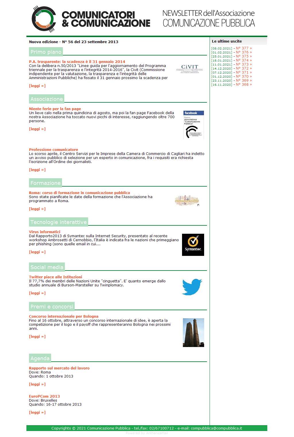 Comunicatori e Comunicazione n� 56 - 23 settembre 2013