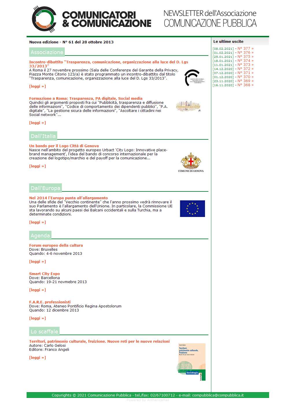 Comunicatori e Comunicazione n� 61 - 28 ottobre 2013