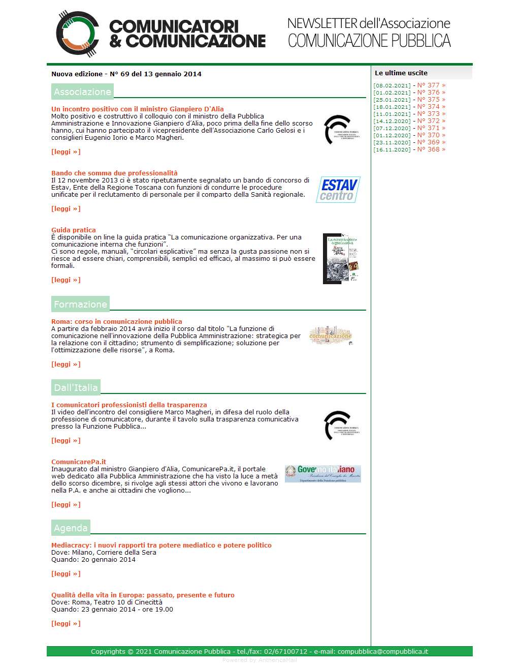 Comunicatori e Comunicazione n� 69 - 13 gennaio 2014