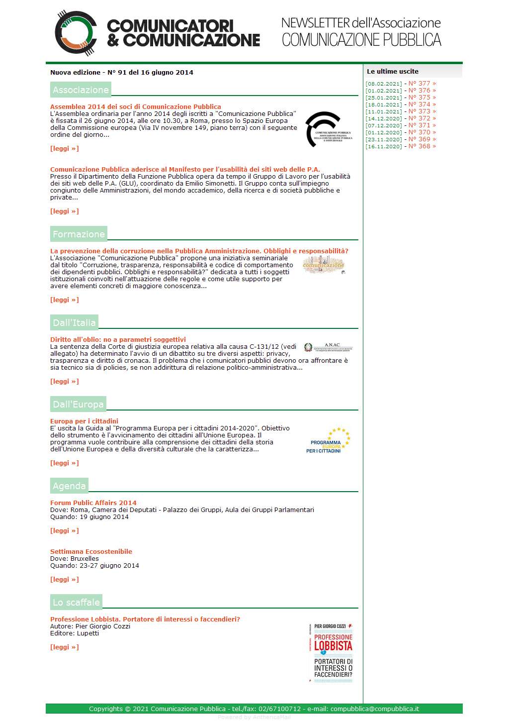 Comunicatori e Comunicazione n� 91 - 16 giugno 2014