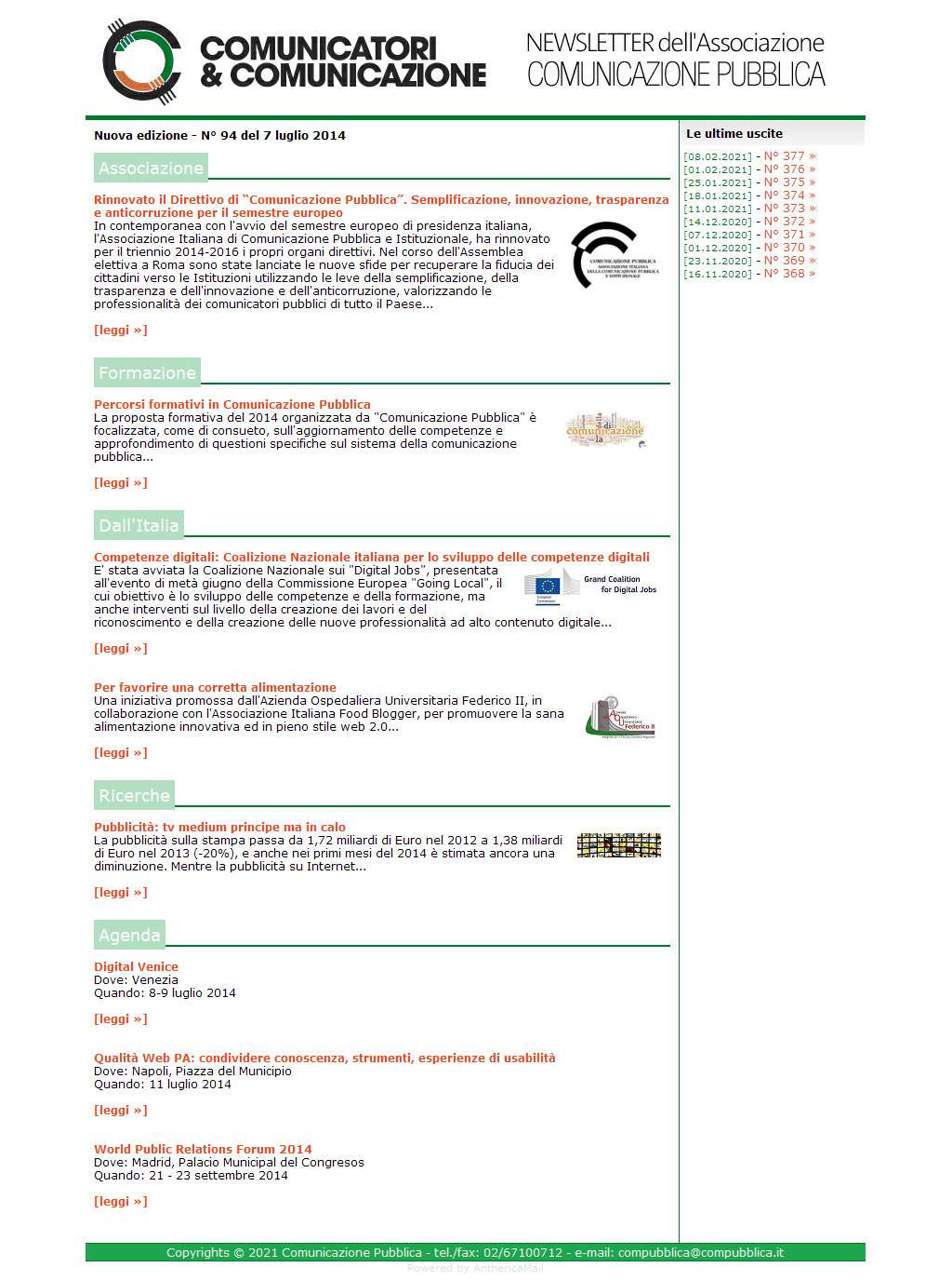 Comunicatori e Comunicazione n� 94 - 7 luglio 2014