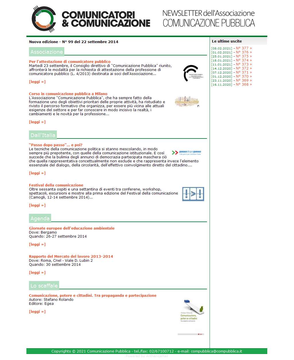 Comunicatori e Comunicazione n� 99 - 22 settembre 2014