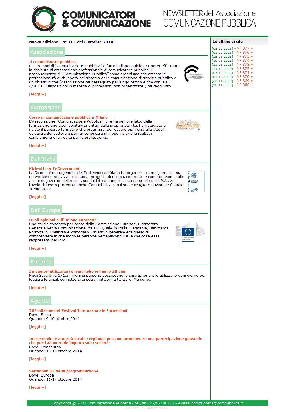 Comunicatori e Comunicazione n� 101 - 6 ottobre 2014