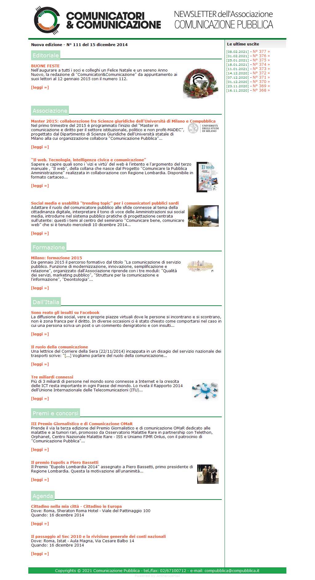 Comunicatori e Comunicazione n� 111 - 15 dicembre 2014