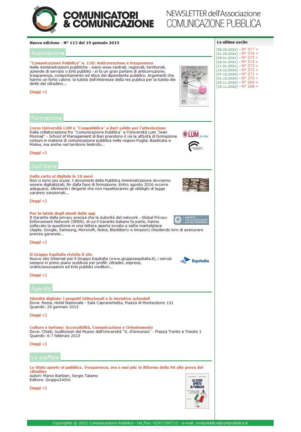 Comunicatori e Comunicazione n� 113 - 19 gennaio 2015