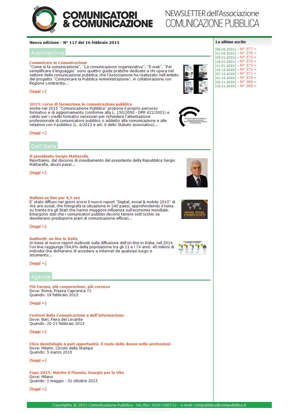 Comunicatori e Comunicazione n� 117 - 16 febbraio 2015