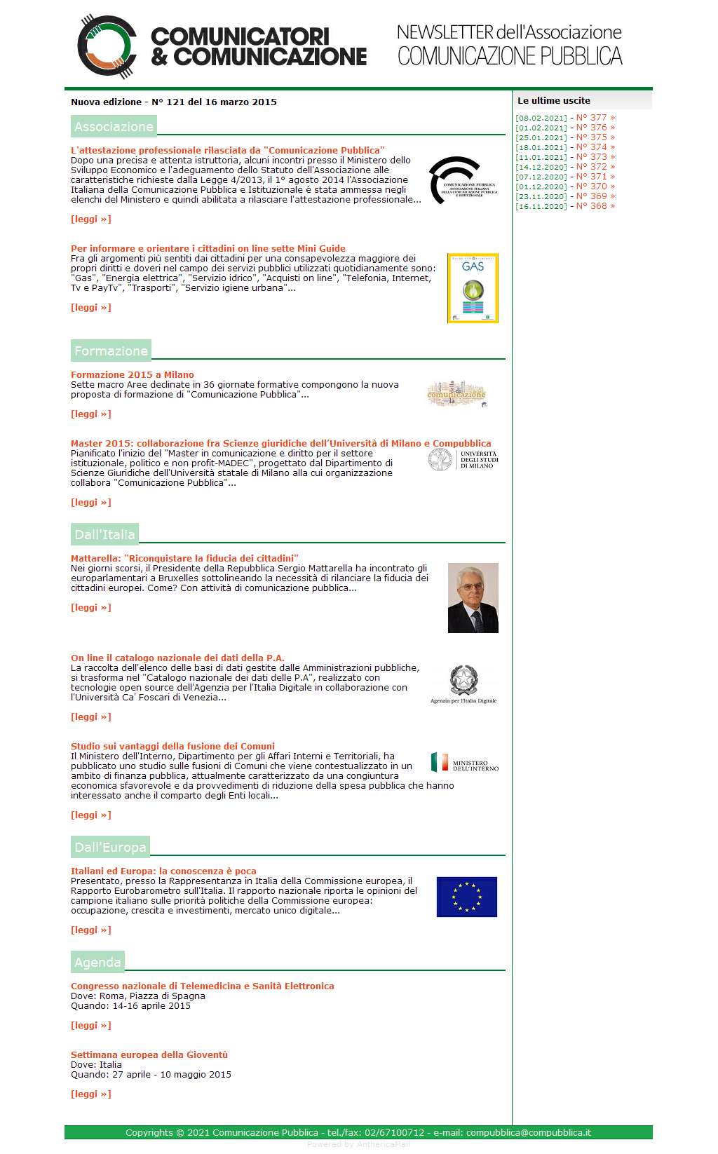 Comunicatori e Comunicazione n� 121 - 16 marzo 2015