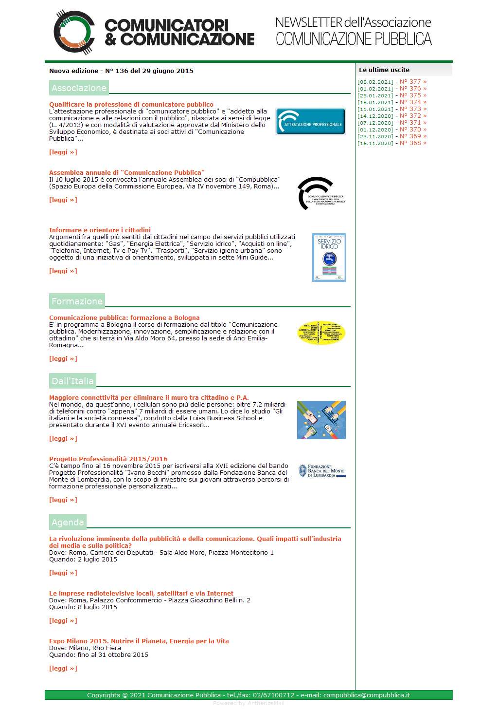 Comunicatori e Comunicazione n� 136 - 28 giugno 2015