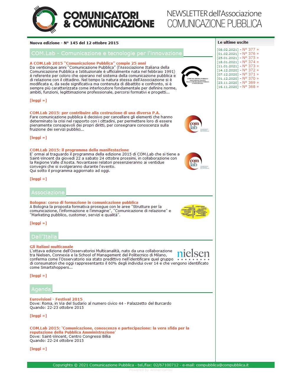 Comunicatori e Comunicazione n� 145 - 12 ottobre 2015