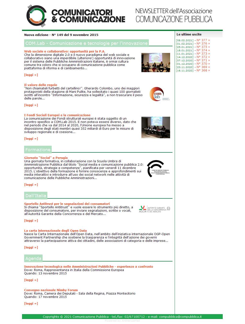 Comunicatori e Comunicazione n� 149 - 9 novembre 2015