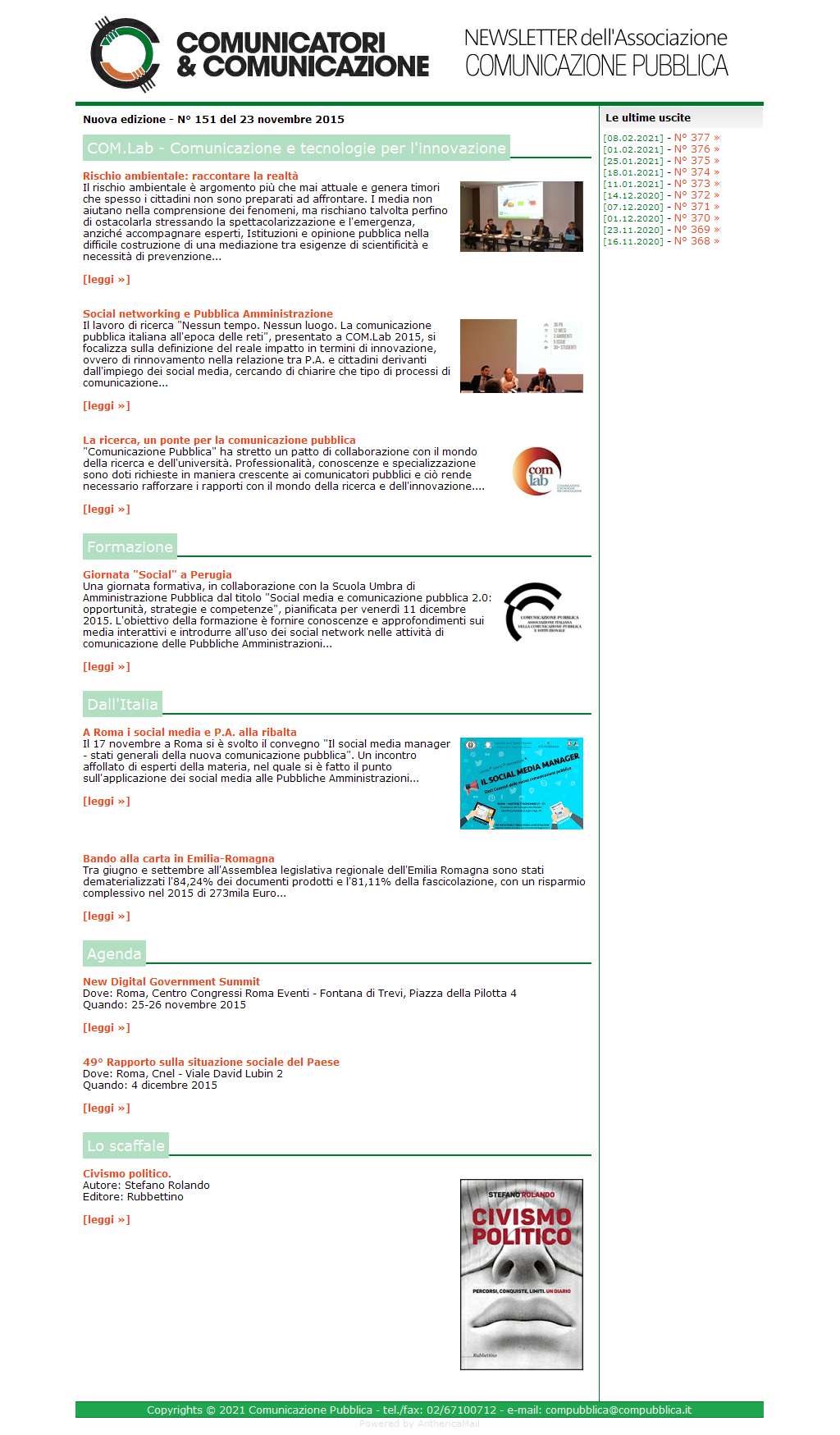 Comunicatori e Comunicazione n� 151 - 23 novembre 2015