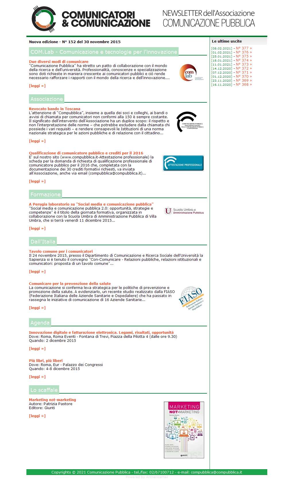 Comunicatori e Comunicazione n� 152 - 30 novembre 2015