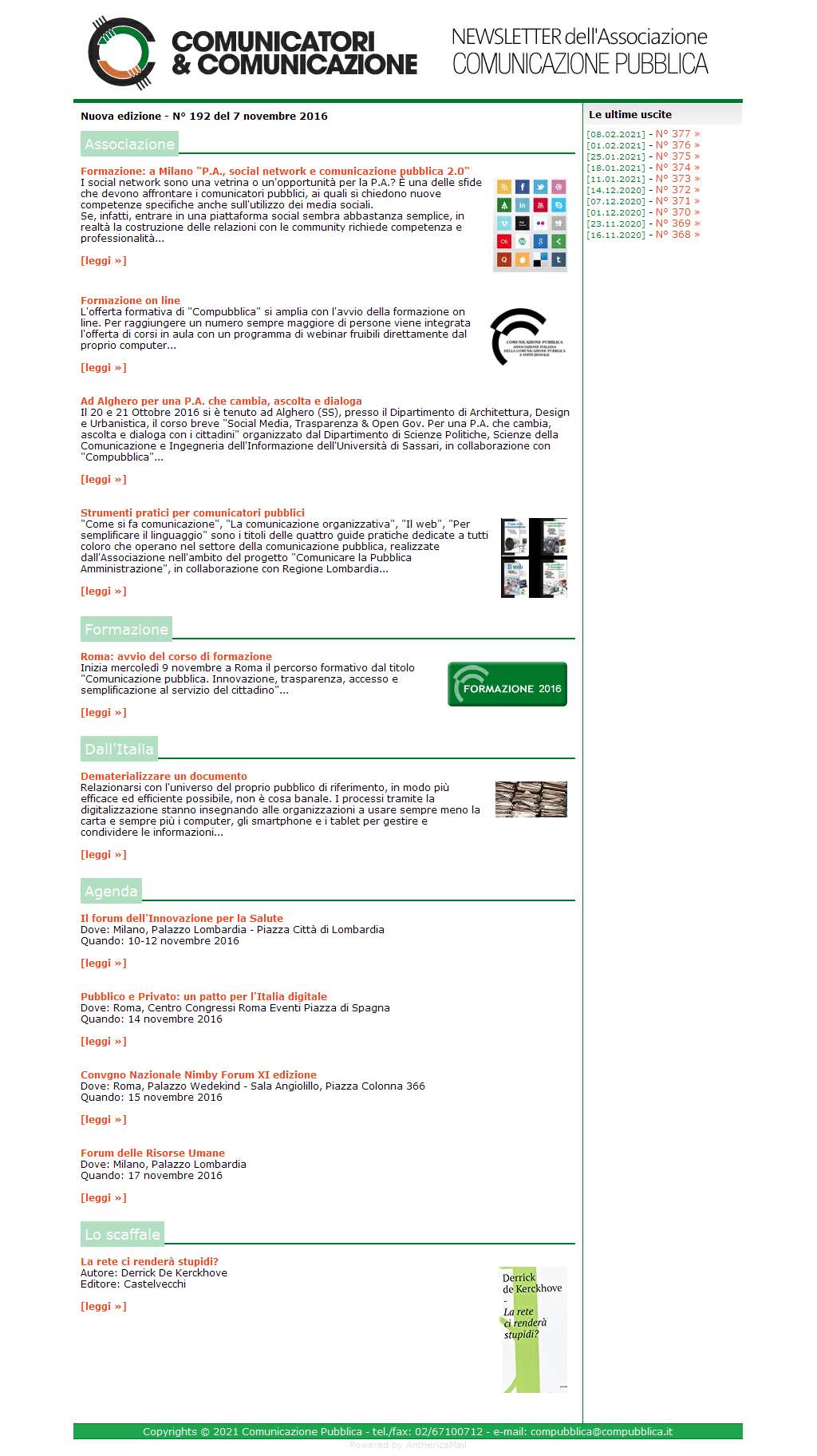 Comunicatori e Comunicazione n� 192 - 7 novembre 2016