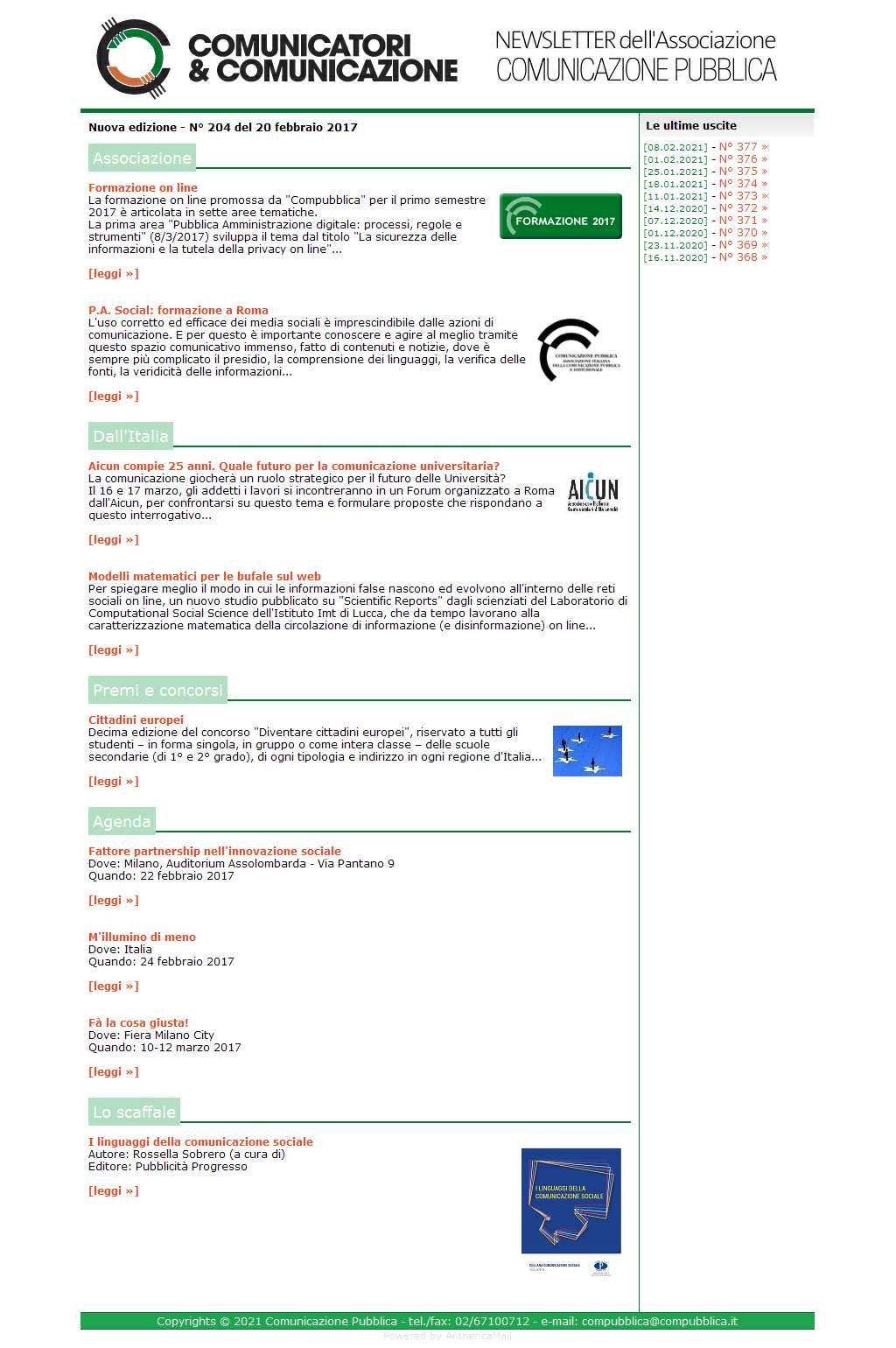 Comunicatori e Comunicazione n� 204 - 20 febbraio 2017