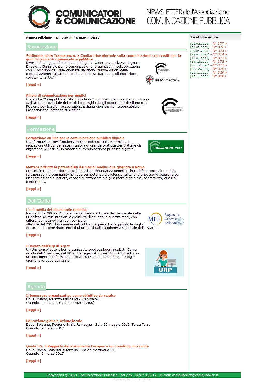 Comunicatori e Comunicazione n� 206 - 06 marzo 2017