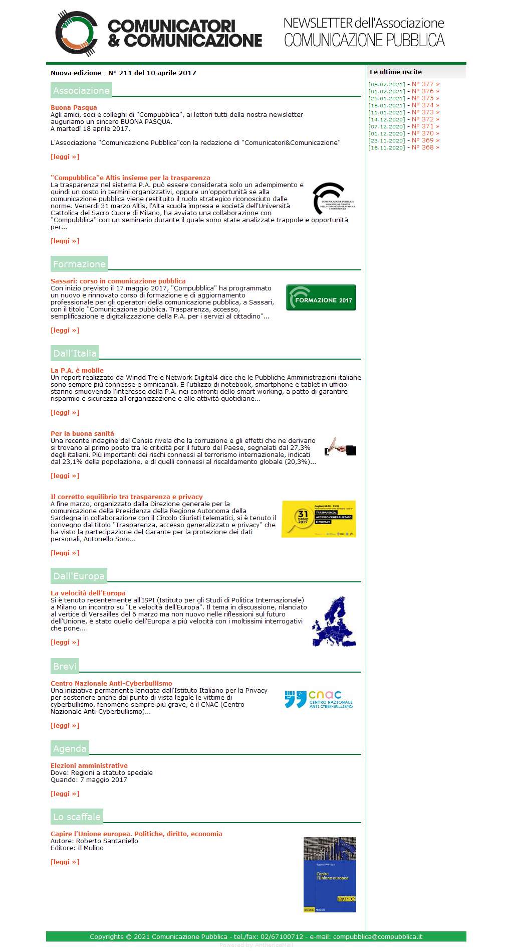Comunicatori e Comunicazione n� 211 - 9 aprile 2017