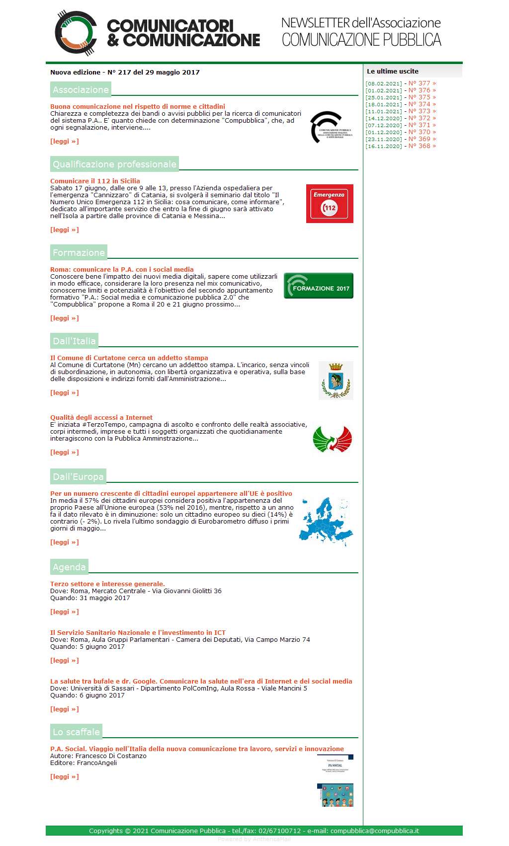 Comunicatori e Comunicazione n� 217 - 22 maggio 2017