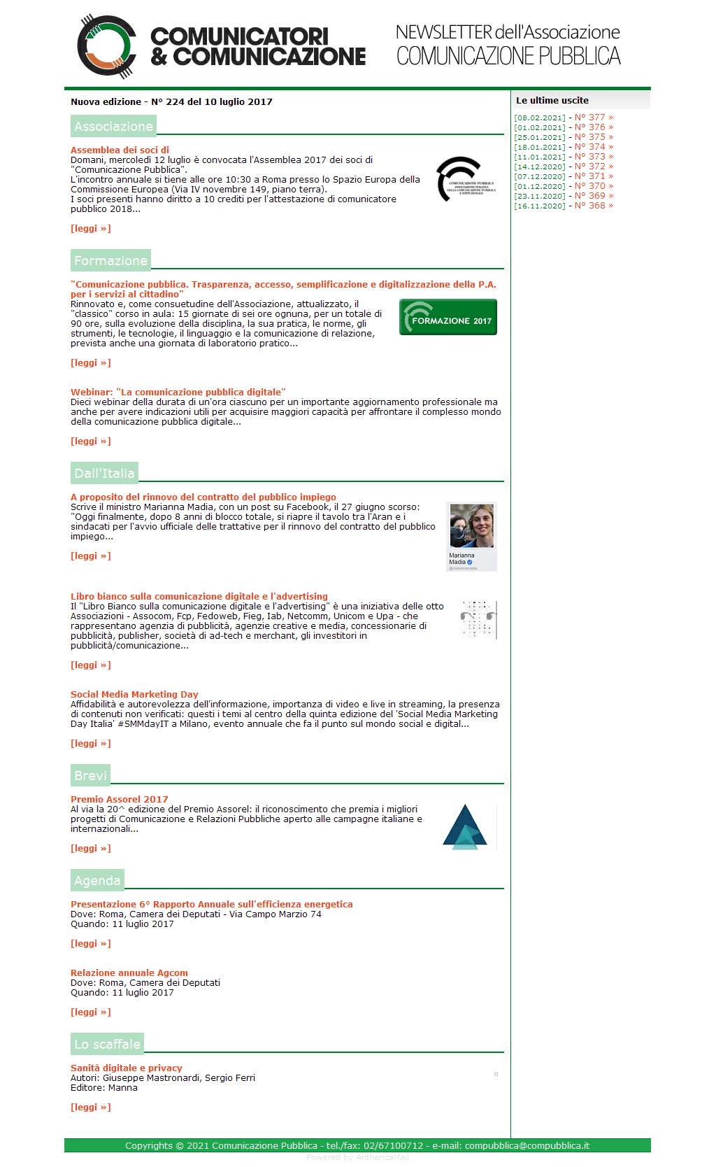 Comunicatori e Comunicazione n� 224 - 10 luglio 2017