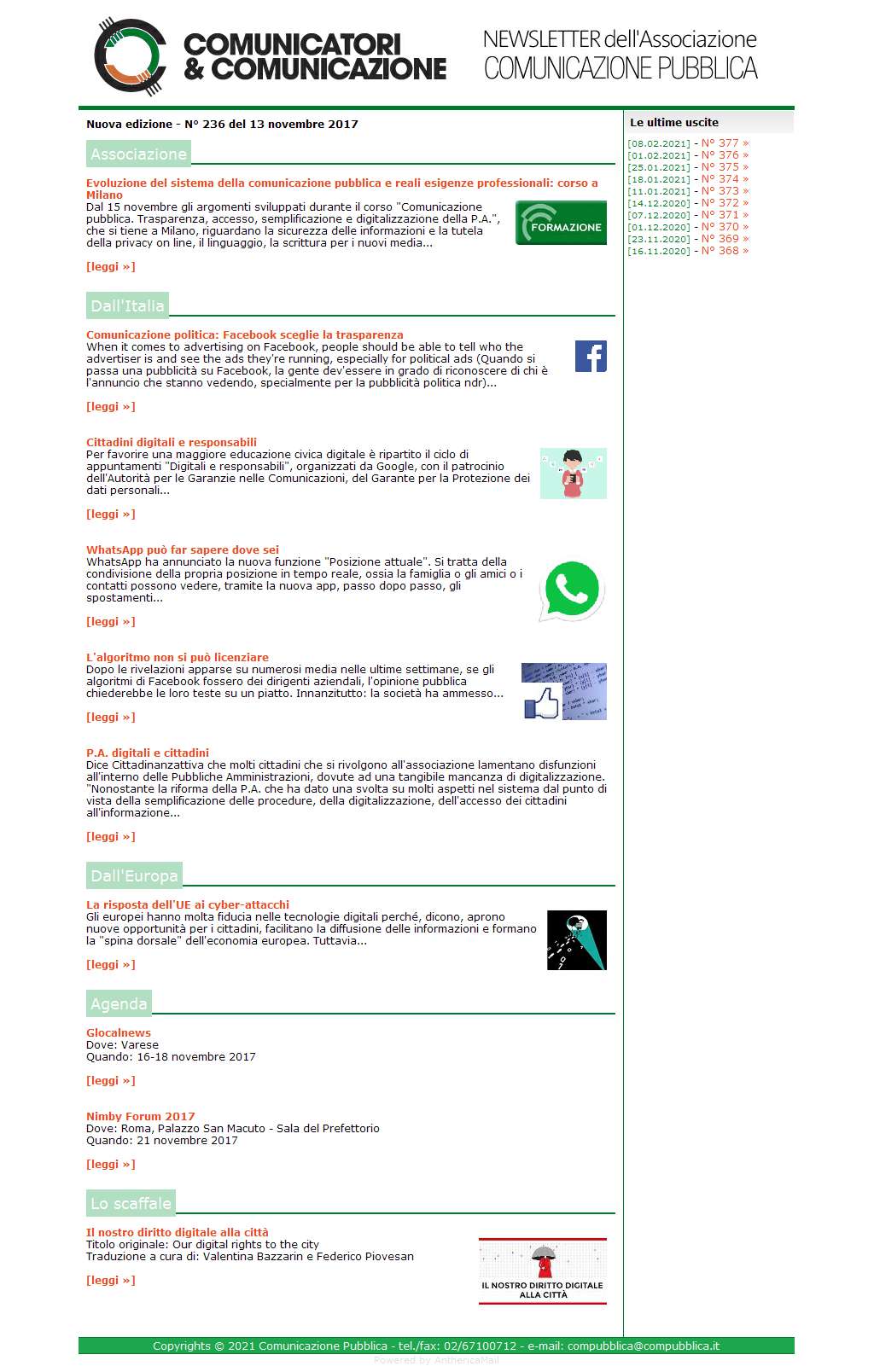 Comunicatori e Comunicazione n� 236 - 13 novembre 2017