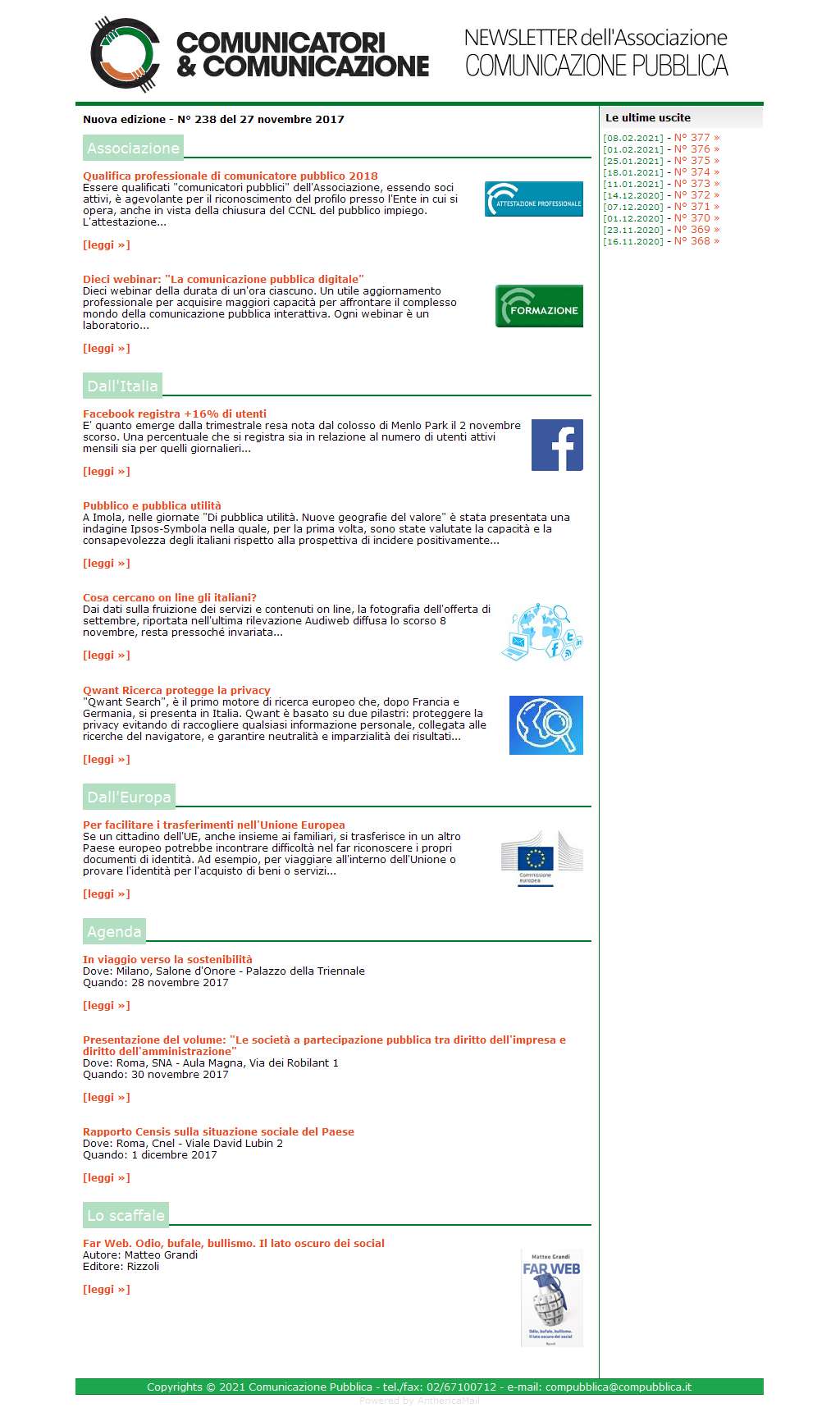 Comunicatori e Comunicazione n� 238 - 27 novembre 2017
