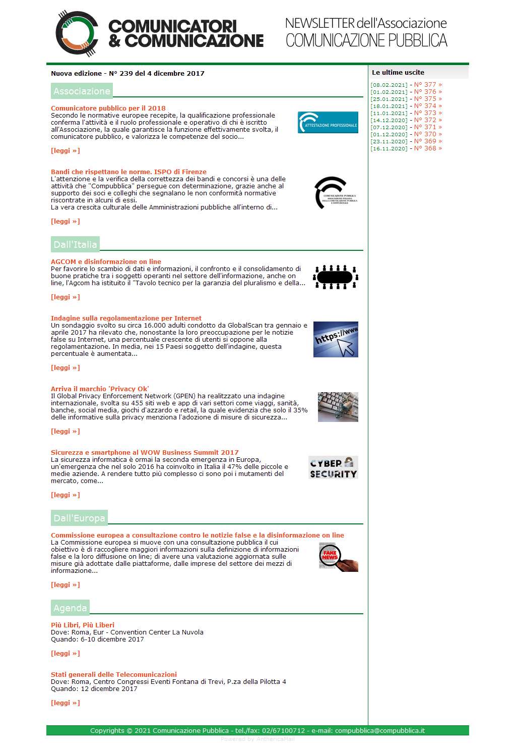 Comunicatori e Comunicazione n� 239 - 4 dicembre 2017