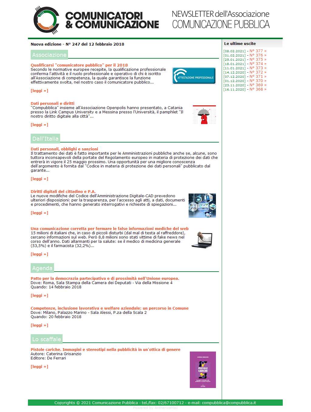 Comunicatori e Comunicazione n� 247 - 12 febbraio 2018
