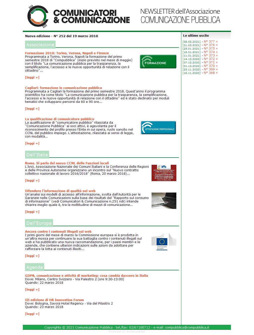 Comunicatori e Comunicazione n� 252 - 19 marzo 2018