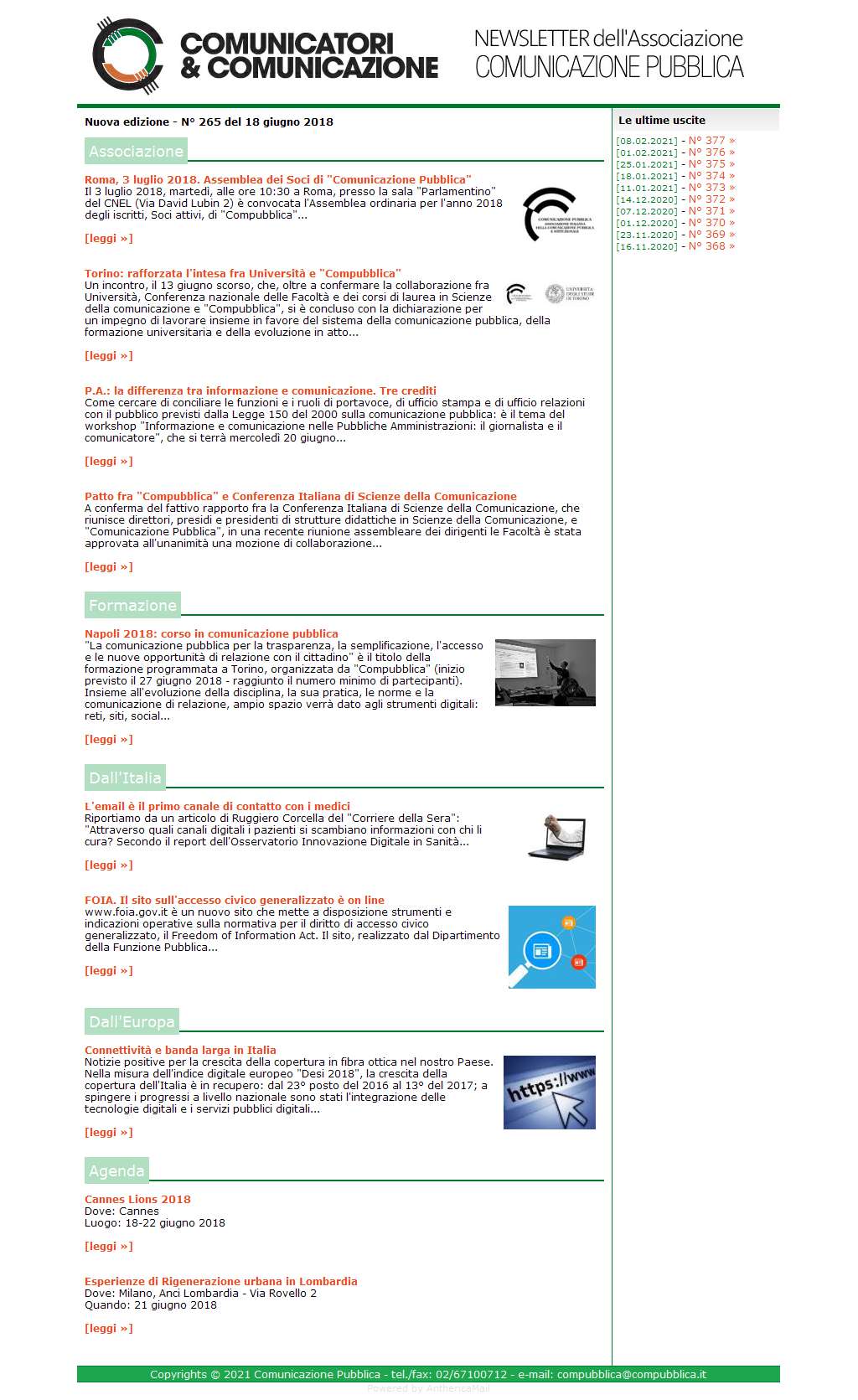 Comunicatori e Comunicazione n� 265 - 18 giugno 2018