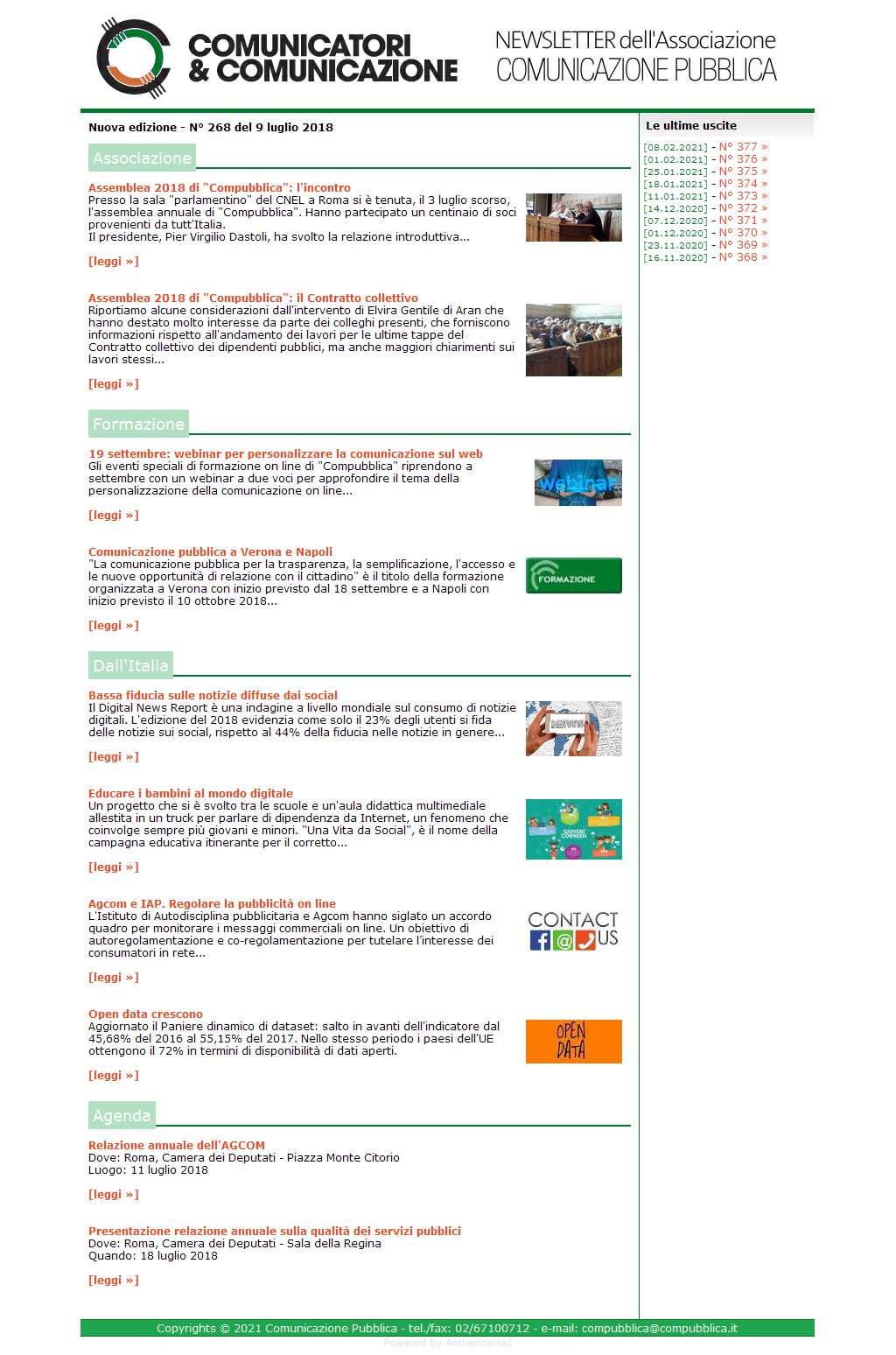 Comunicatori e Comunicazione n� 268 - 9 luglio 2018