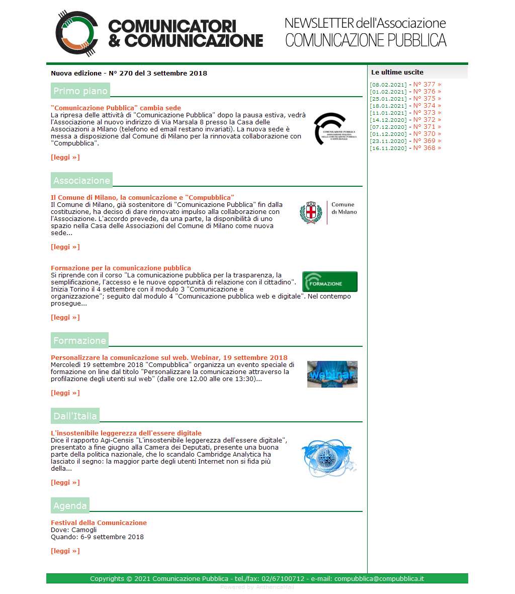 Comunicatori e Comunicazione n� 270 - 3 settembre 2018