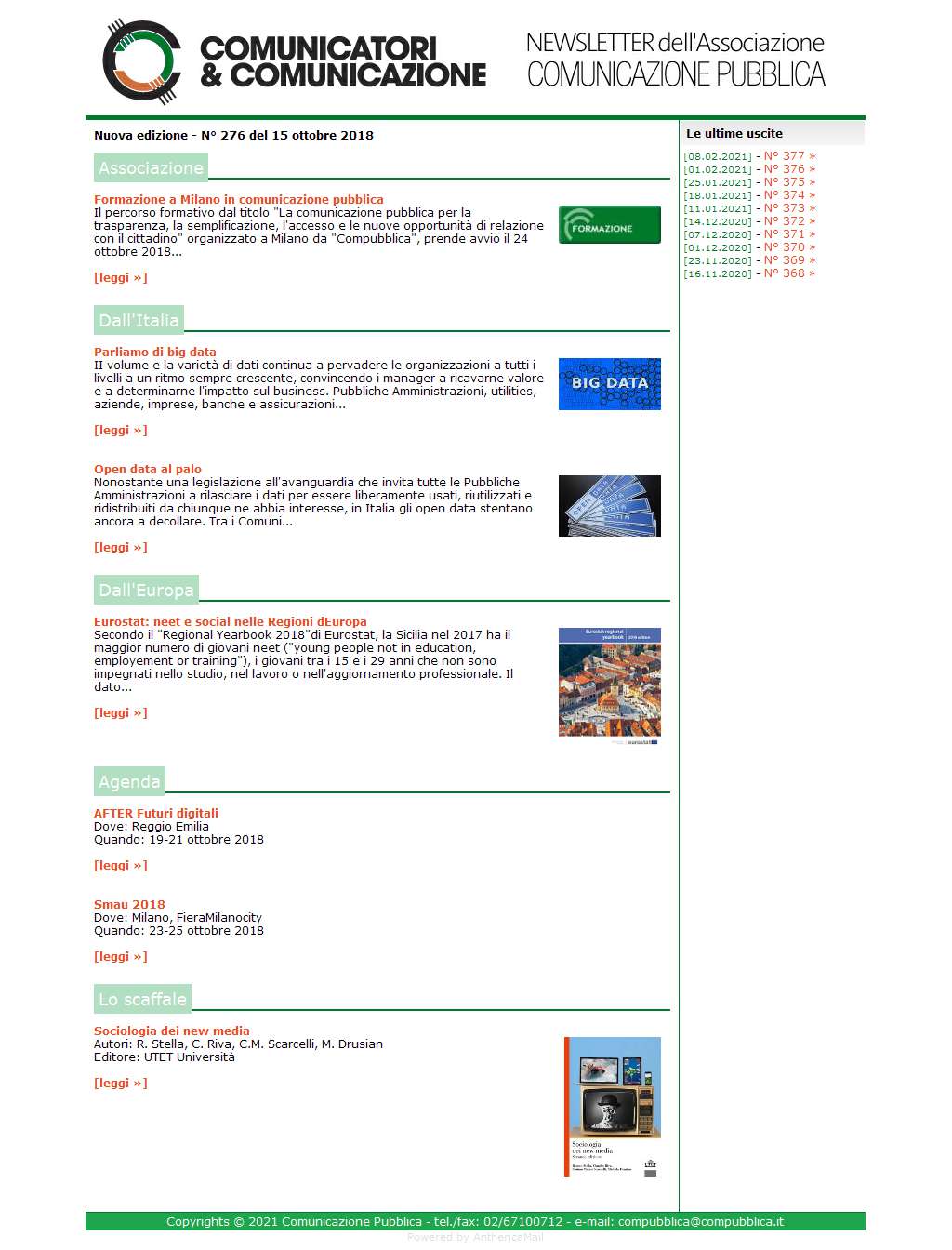Comunicatori e Comunicazione n� 276 - 15 ottobre 2018