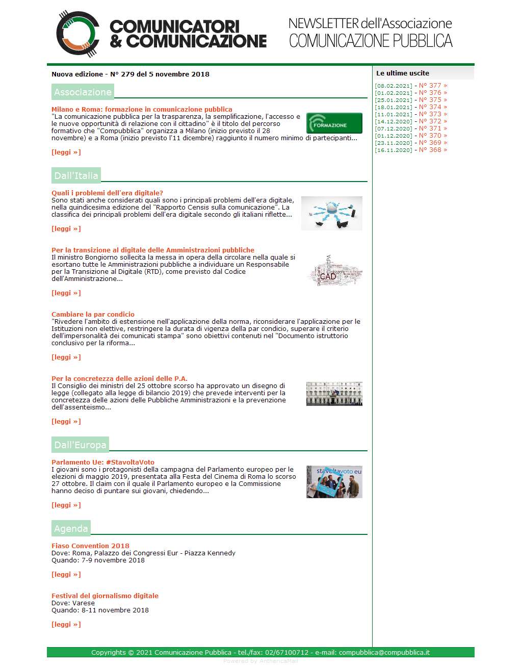 Comunicatori e Comunicazione n� 279 - 5 novembre 2018