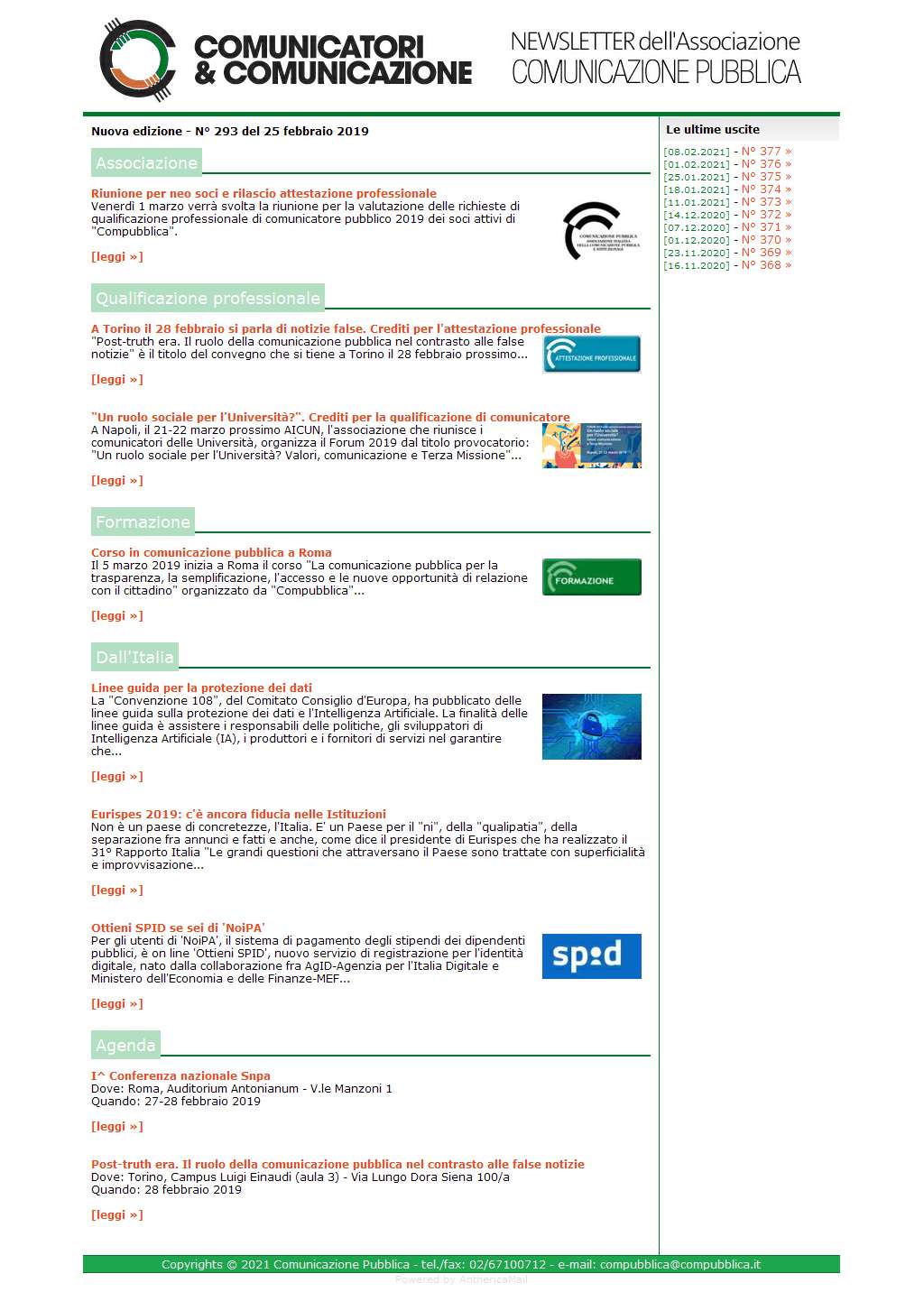 Comunicatori e Comunicazione n� 293 - 25 febbraio 2019