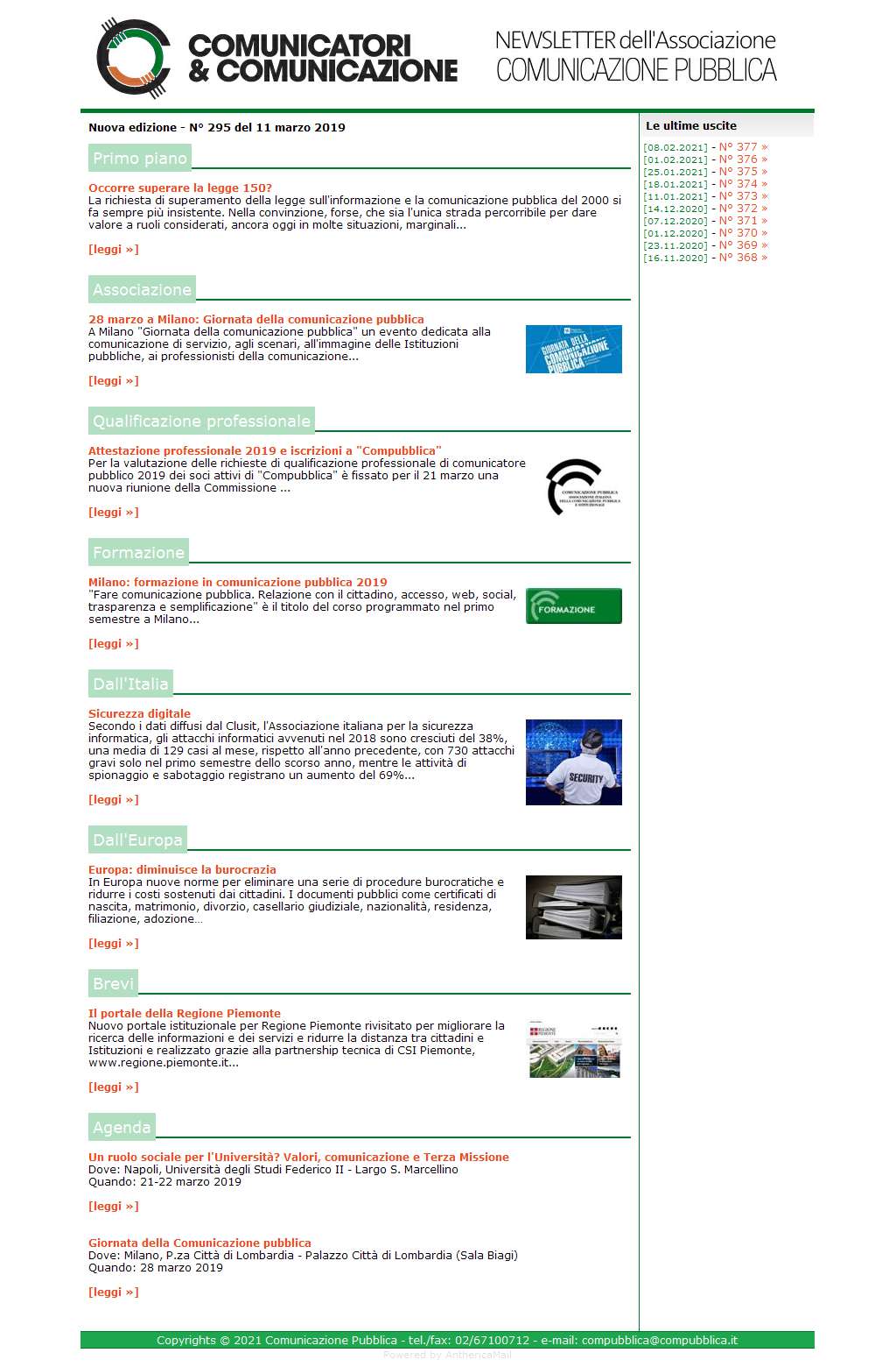 Comunicatori e Comunicazione n� 295 - 11 marzo 2019