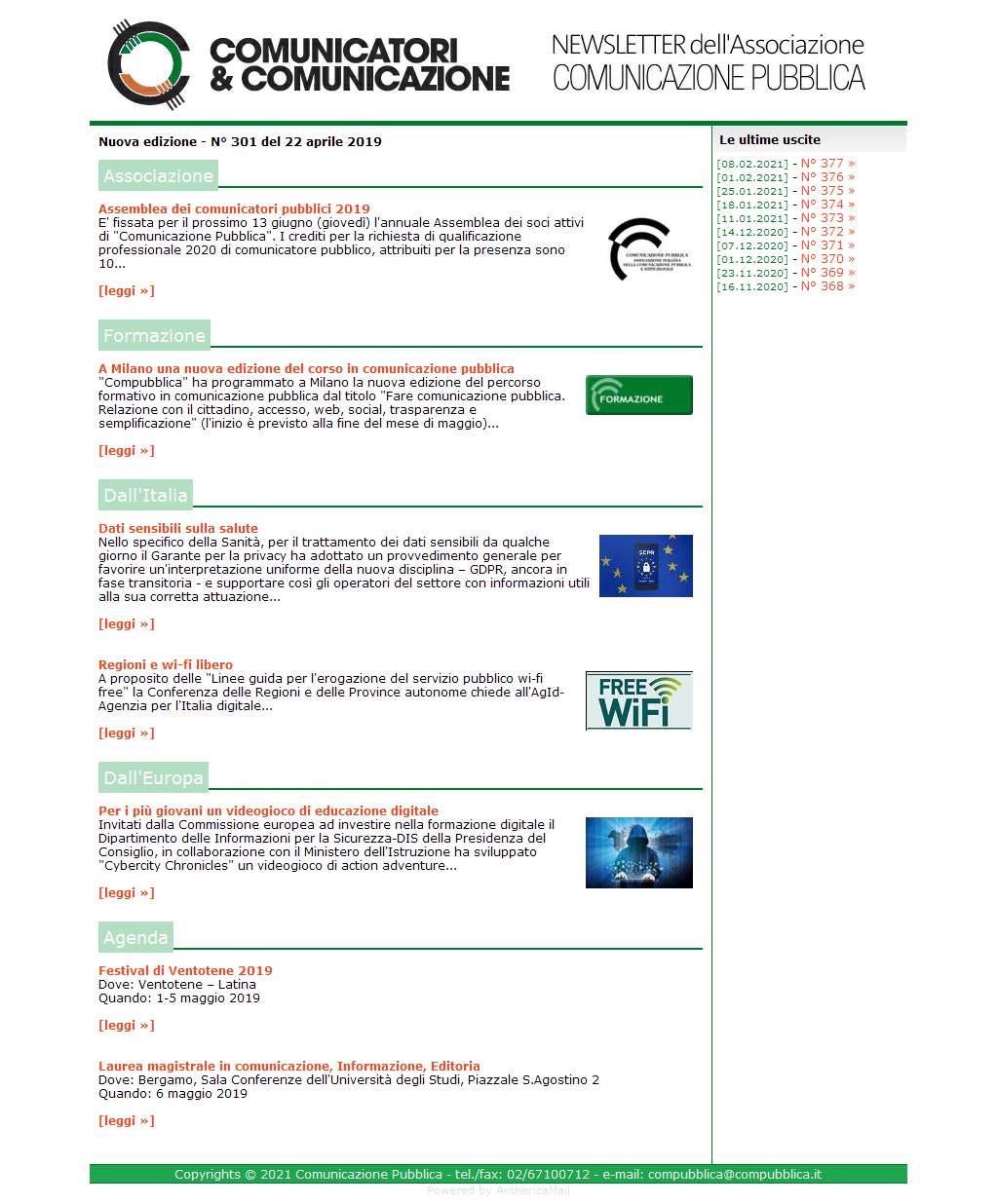 Comunicatori e Comunicazione n� 301 - 23 aprile 2019