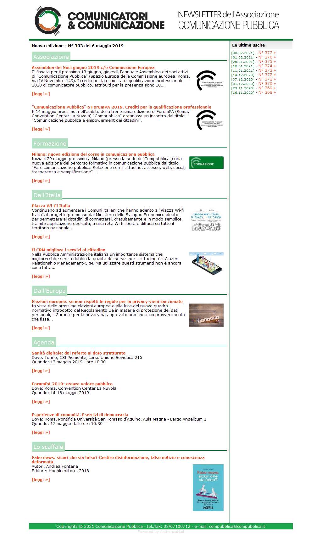 Comunicatori e Comunicazione n� 303 - 6 maggio 2019