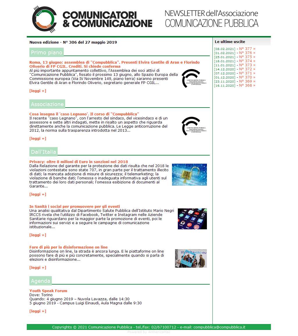 Comunicatori e Comunicazione n� 306 - 27 maggio 2019