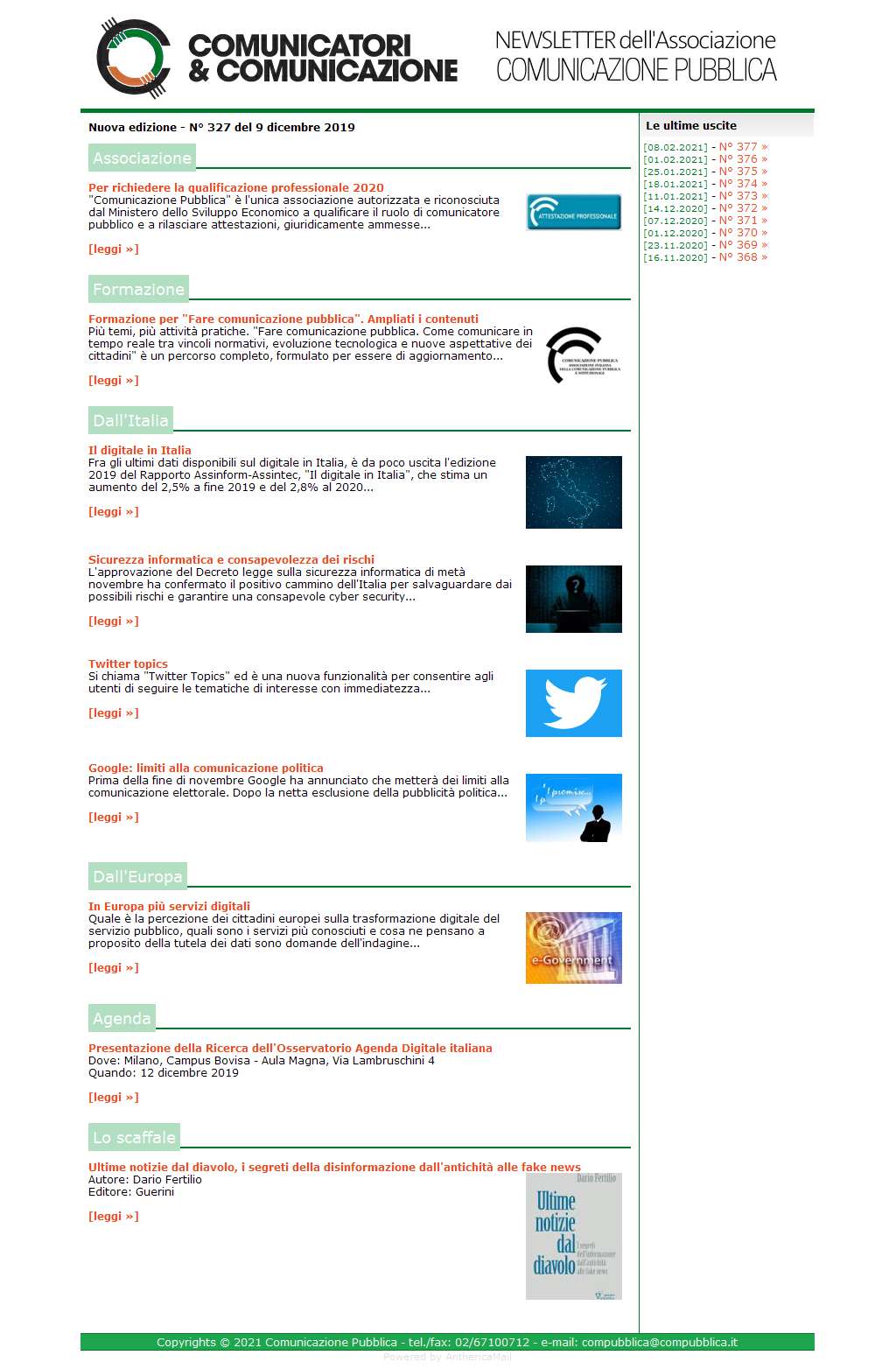 Comunicatori e Comunicazione n� 327 - 9 dicembre 2019