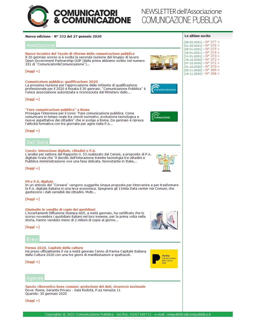 Comunicatori e Comunicazione n� 332 - 27 gennaio 2020