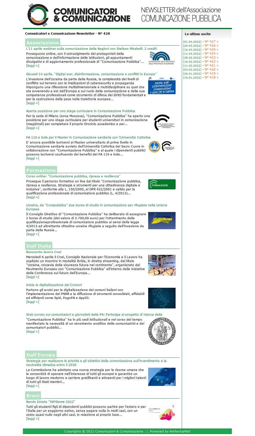 Comunicatori e Comunicazione n� 342 - 7 aprile 2020