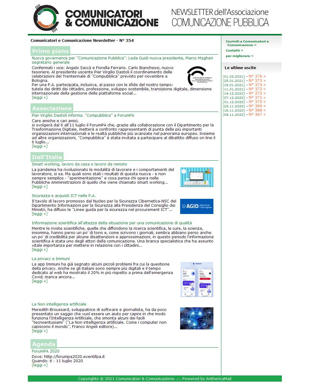 Comunicatori e Comunicazione n� 354 - 29 giugno 2020